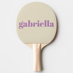 Lilac and Beige Bold Typography Personalised Name Ping Pong Paddle