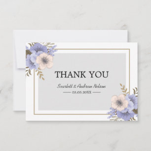 Lilac And Beige Flowers Flat Thank You Card
