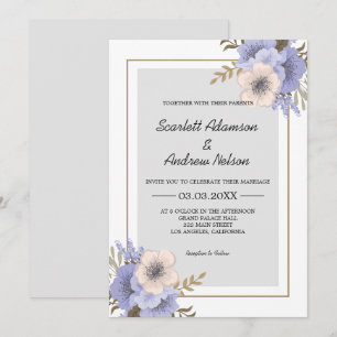Lilac And Beige Flowers Wedding Invitation