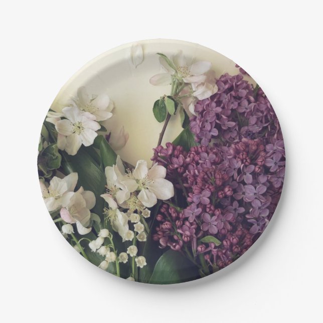 Lilac and Blossoms Paper Plate (Front)