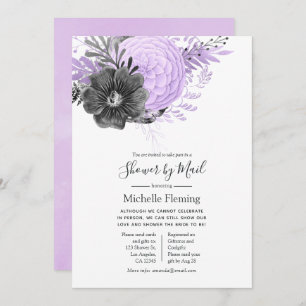 Lilac and Charcoal Baby or Bridal Shower by Mail Invitation