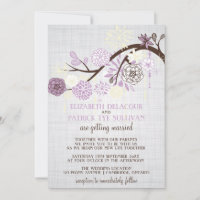 Lilac and Cream Flowers Rustic Wedding Invitation