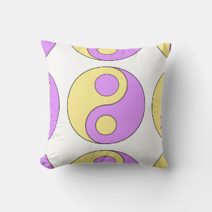 Lilac and Cream Yin and Yang Throw Pillow
