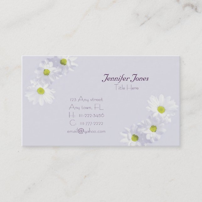 Lilac and Daisy  Floral Business Card (Front)