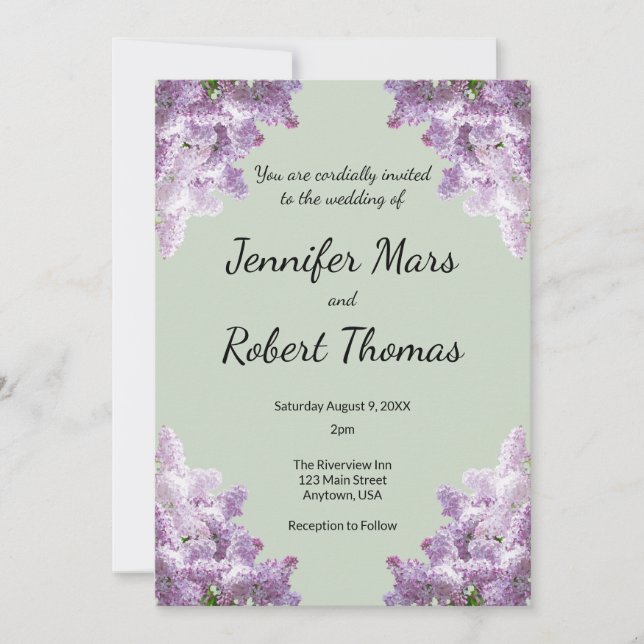 Lilac and Earthy Sage Invitation (Front)