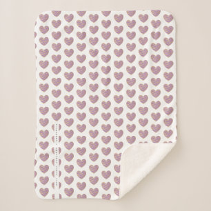 Lilac and Golden effect Elegant Heart  Sherpa Blanket