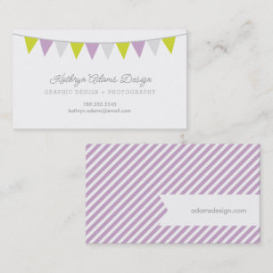 Lilac and Green Bunting Banner Business Card