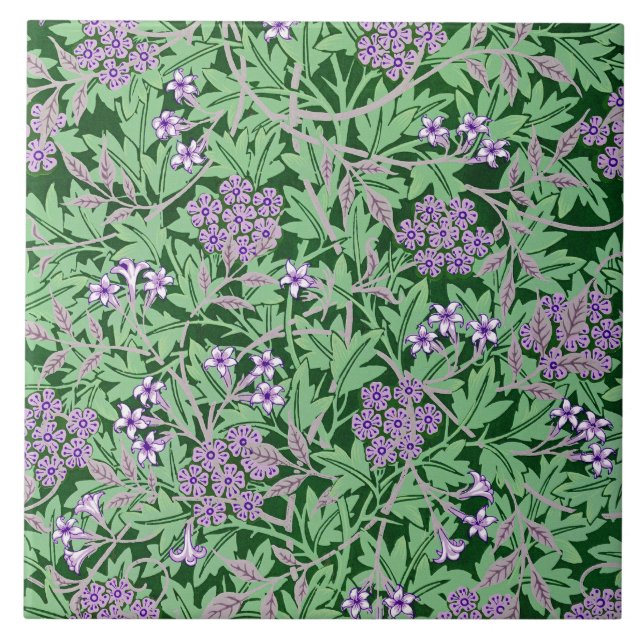 Lilac and green floral pattern tile (Front)