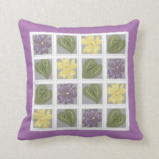 Lilac and Green Leaves Cushion