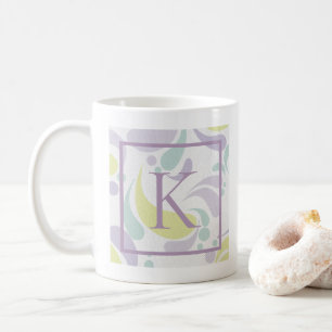 Lilac and Green Pastel Light Pattern Monogram Coffee Mug