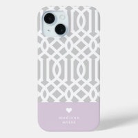 Lilac and Grey Trellis Heart Monogram