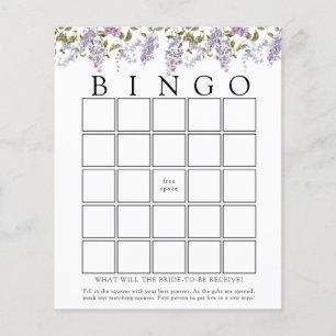 Lilac and Lavender Baby Bingo Game Card