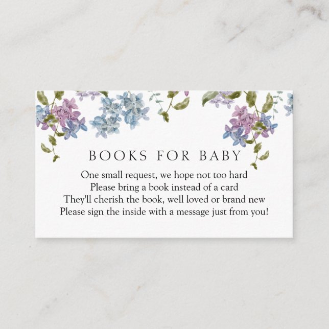 Lilac and Lavender Books for Baby Enclosure Card (Front)