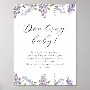 Lilac and Lavender Don't Say Baby Game Sign