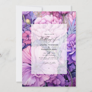 Lilac and Lavender Floral Wedding Invitation