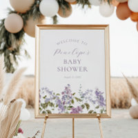 Lilac and Lavender Flowers Baby Shower Welcome