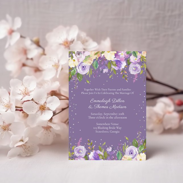 Lilac and Lavender Purple Passion Roses Wedding  Invitation (Creator Uploaded)