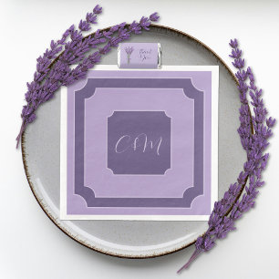 Lilac and Lavender Script Initials Wedding  Napkin