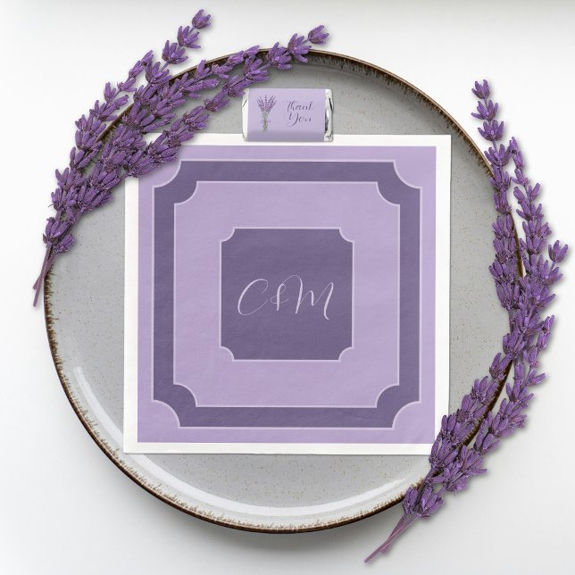 Lilac and Lavender Script Initials Wedding  Napkin (Creator Uploaded)