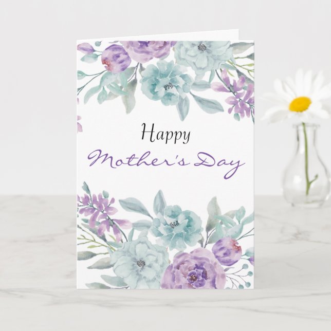 Lilac and Mint Floral | Personalised Mother's Day Card (Small Plant)
