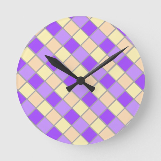 Lilac and Peach Round Clock (Front)