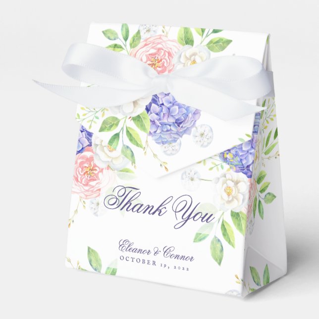 Lilac and Peony Sophisticated Wedding Favour Box (Front Side)