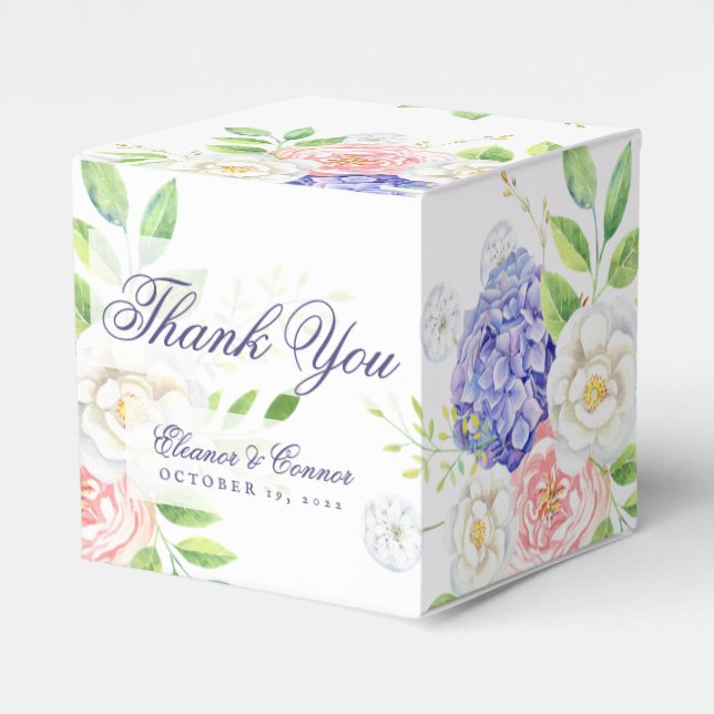 Lilac and Peony Sophisticated Wedding Favour Box (Front Side)