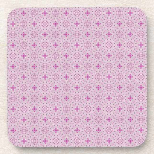 Lilac and Pink Circle Geo Repeat Pattern Coaster (Front)