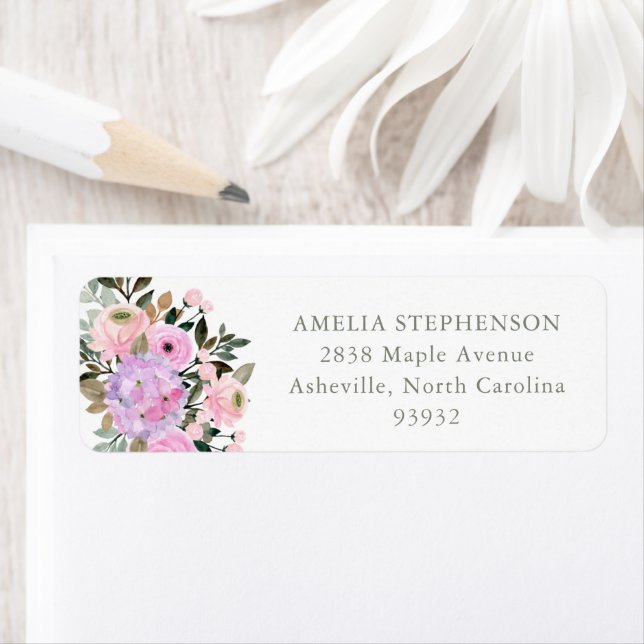 Lilac and Pink Floral Bouquet Return Address  (Insitu)