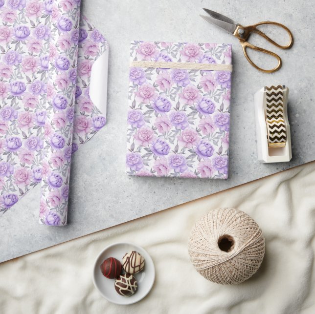Lilac and Pink Peony Romantic Floral Wrapping Paper (Crafts)