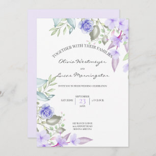 Lilac and Pink Spring Flowers Frame Invitation