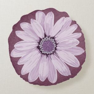 Lilac and Purple Flower Round Cushion