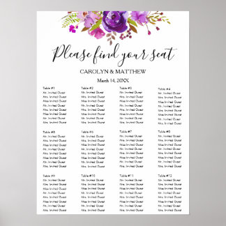 Lilac and Purple Watercolor Floral Seating Chart