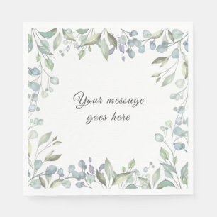Lilac  and Sage Green Floral Greenery Your Message Napkin