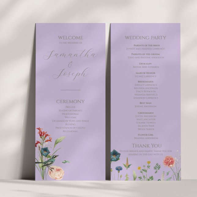 Lilac and Sage Green Garden Wedding Program (Creator Uploaded)