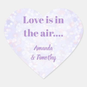 Lilac and Silver Bokeh Love is in the air couple Heart Sticker