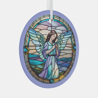 Lilac And Turquoise Angel Stained  Glass Tree Decoration