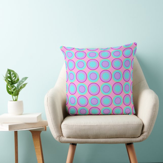 Lilac And Turquoise Doughnuts With Filling On Pink Cushion (Chair)
