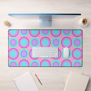 Lilac And Turquoise Doughnuts With Filling On Pink Desk Mat