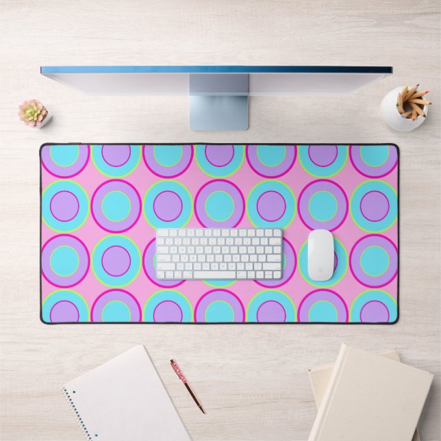 Lilac And Turquoise Doughnuts With Filling On Pink Desk Mat (Office 1)