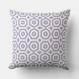 Lilac and white art deco geometric ornament cushion