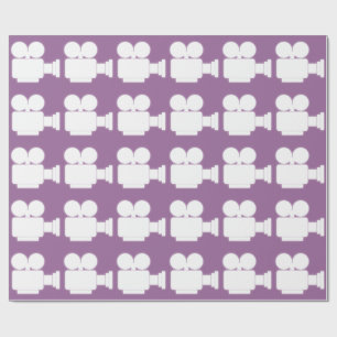 LILAC AND WHITE CINE CAMERA MOTIF WRAPPING PAPER
