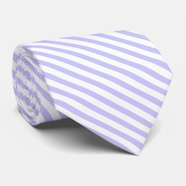 Lilac and White Diagonal Stripes Neck Tie (Rolled)