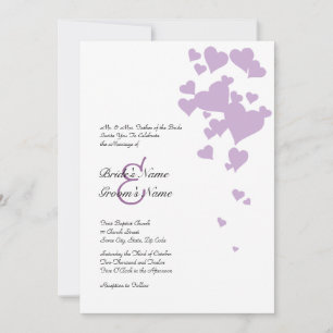 Lilac and White Hearts Wedding Invitation