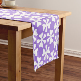 Lilac and White Modern Geometric Floral Pattern Short Table Runner
