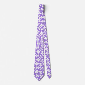 Lilac and White Modern Geometric Floral Pattern Tie