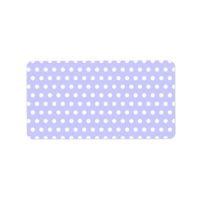 Lilac and White Polka Dot Pattern. Spotty. Label (Front)