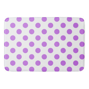 Lilac and white polka dots bath mat