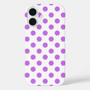 Lilac and white polka dots iPhone 16 case