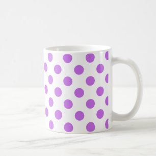 Lilac and white polka dots coffee mug